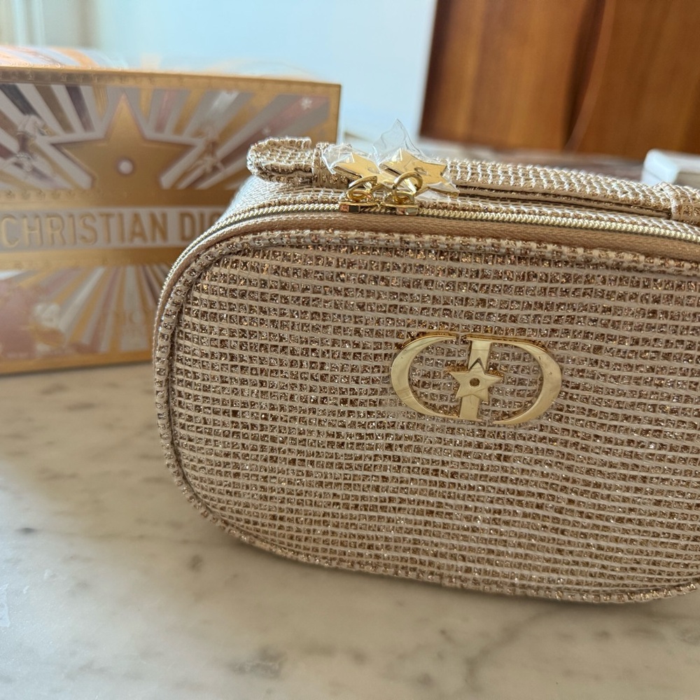 Dior Gold Textured Cosmetic Bag